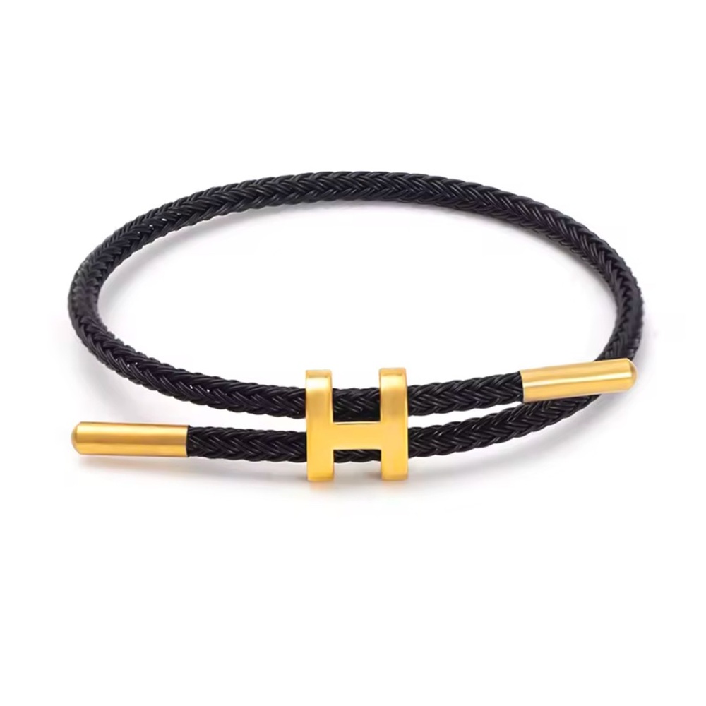 Bkl & Gld H Harmony Rope Accent Bracelet